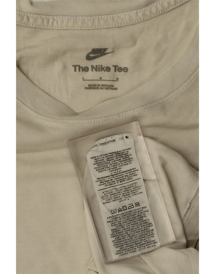 NIKE Mens T-Shirt Top Large Off White Cotton