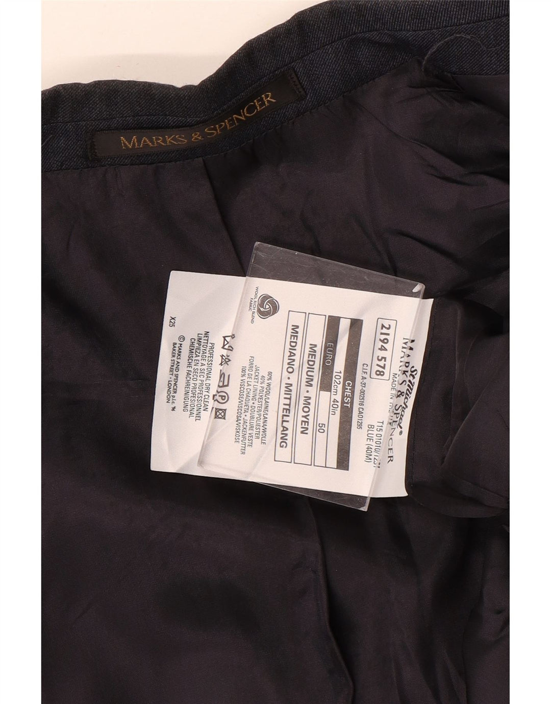 Jachetă pentru bărbați Marks & Spencer St. Michael Blazer UK 40 Medium Bleumarin