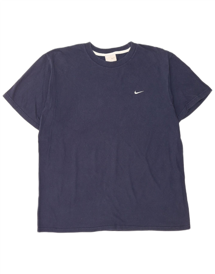 NIKE Mens T-Shirt Top Large Navy Blue Cotton