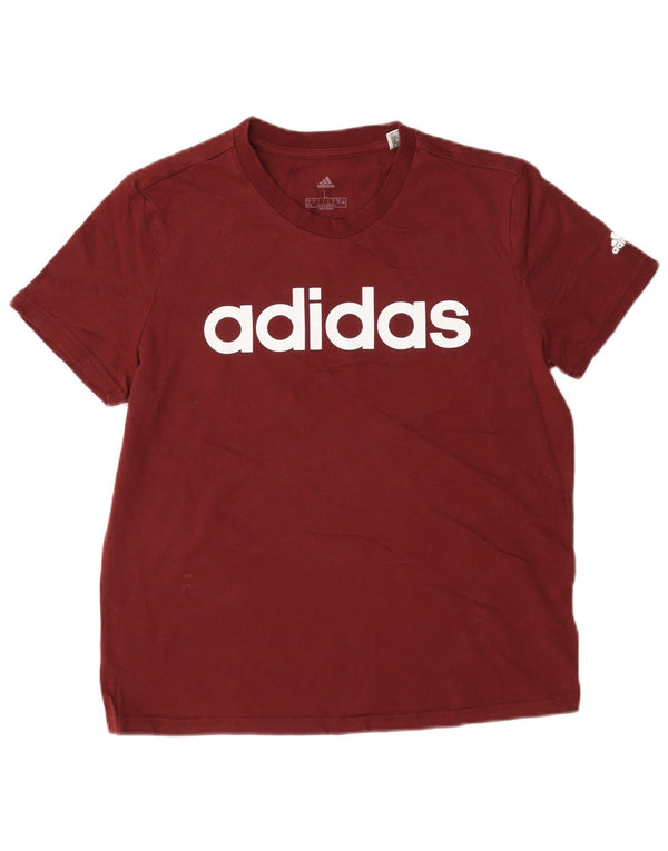 Adidas Womens Graphic T-Shirt Top UK 16/18 Large Burgundy Cotton