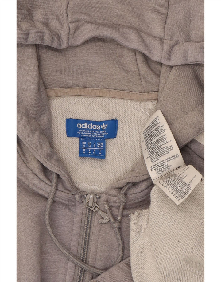 ADIDAS Mens Zip Hoodie Sweater Medium Grey Polyester