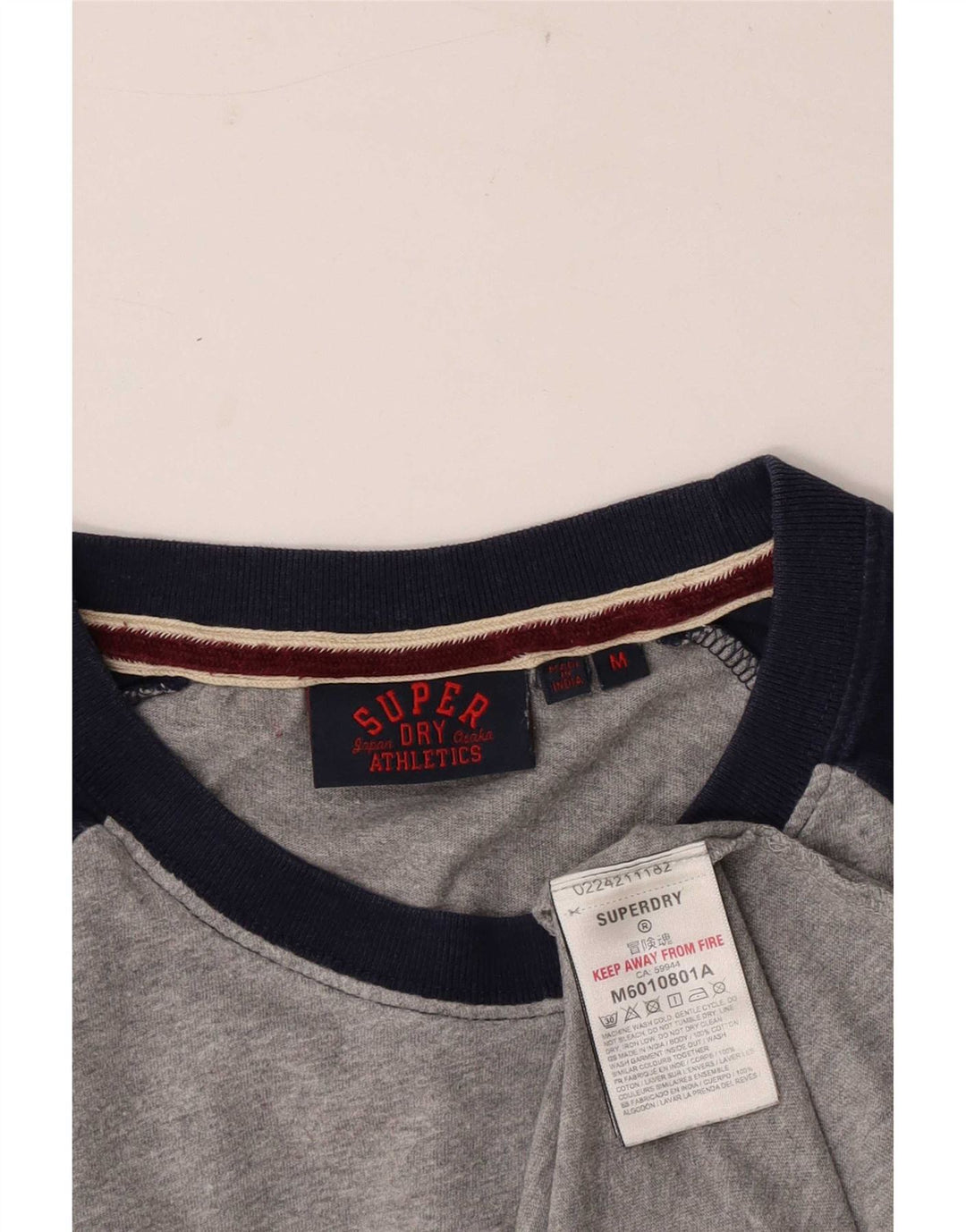 Superdry Haut à Manches Longues en Coton Colorblock Gris Moyen Homme