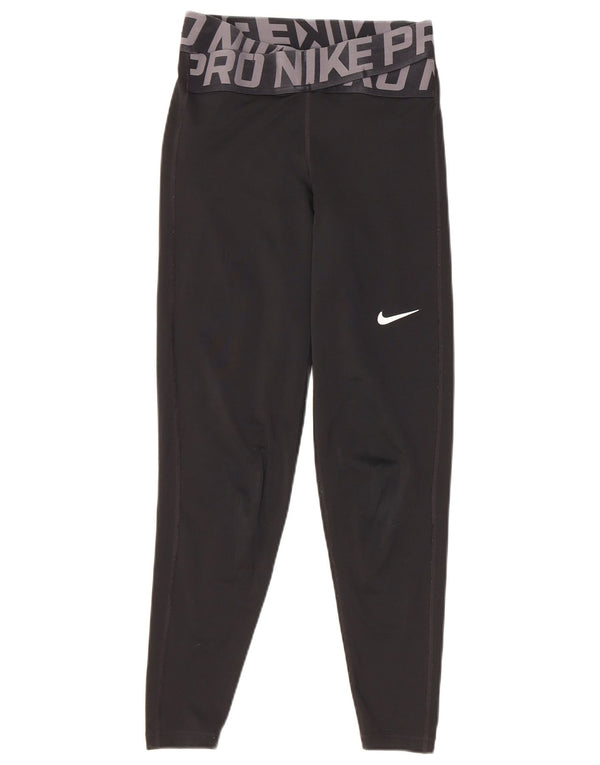 Nike Damen Dri Fit Graphic Leggings UK 4 XS Schwarz Polyester