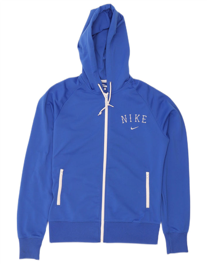 Nike Womens Zip Hoodie Sweater UK 14 Medium Blue