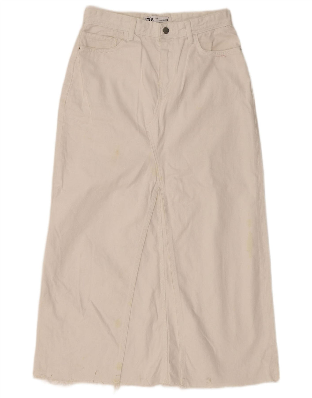 Zara Womens Denim Maxi Skirt Medium W30  White