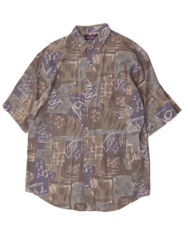 Jean Legalli Mens Graphic Short Sleeve Shirt Size 41/42 Large Grey