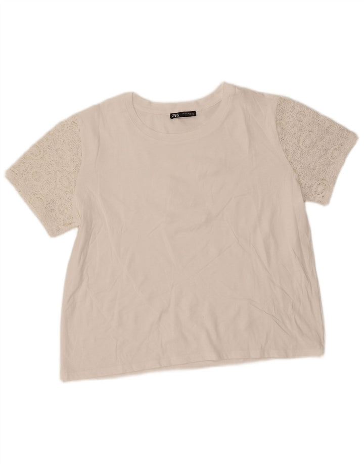 ZARA Womens T-Shirt Top UK 16 Large White