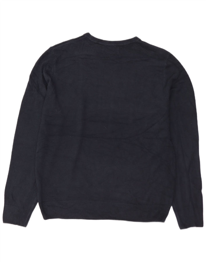 MARKS & SPENCER Mens Crew Neck Jumper Sweater Large Navy Blue Acrylic