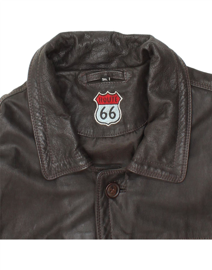 ROUTE 66 Mens Leather Coat UK 46 3XL Black Leather