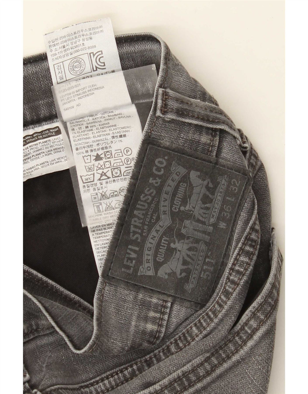 Jeans Levi's Uomo 511 Slim W36 L32 Cotone Grigio
