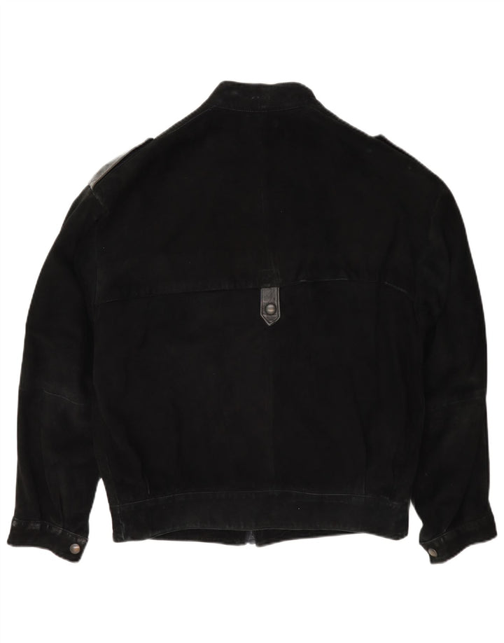Vintage Mens Military Suede Bomber Jacket IT 46 Small Black