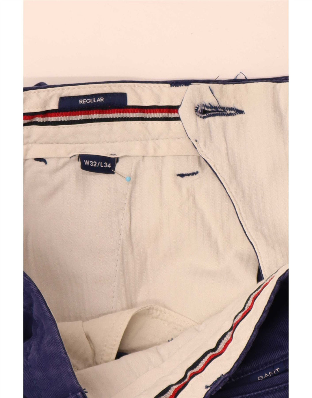 Gant Mens Regular Chino Trousers W32 L34 Blue Cotton