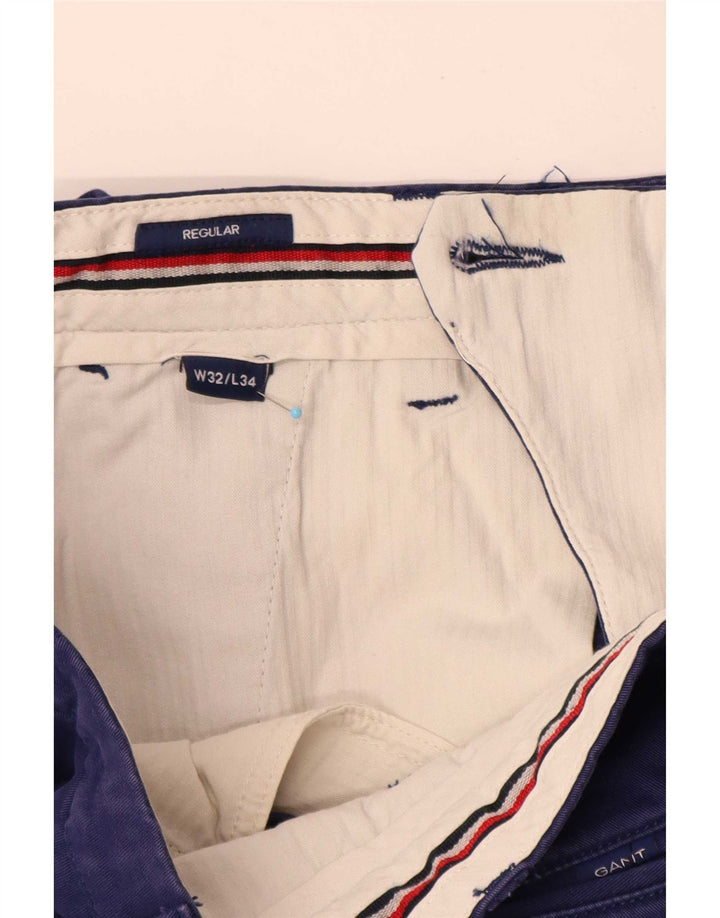 Gant Mens Regular Chino Trousers W32 L34 Blue Cotton