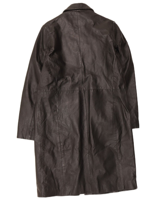Sasha Abrigo de cuero con 3 botones para mujer UK 40 Small Black