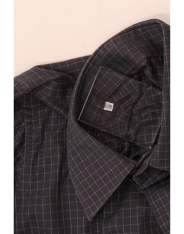Yves Saint Laurent Mens Shirt Size 40 15 3/4 Medium Grey Gingham