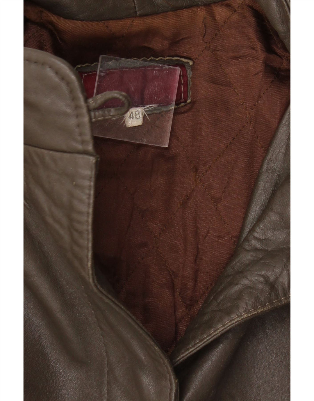 VINTAGE Womens Leather Jacket IT 48 XL Brown Leather