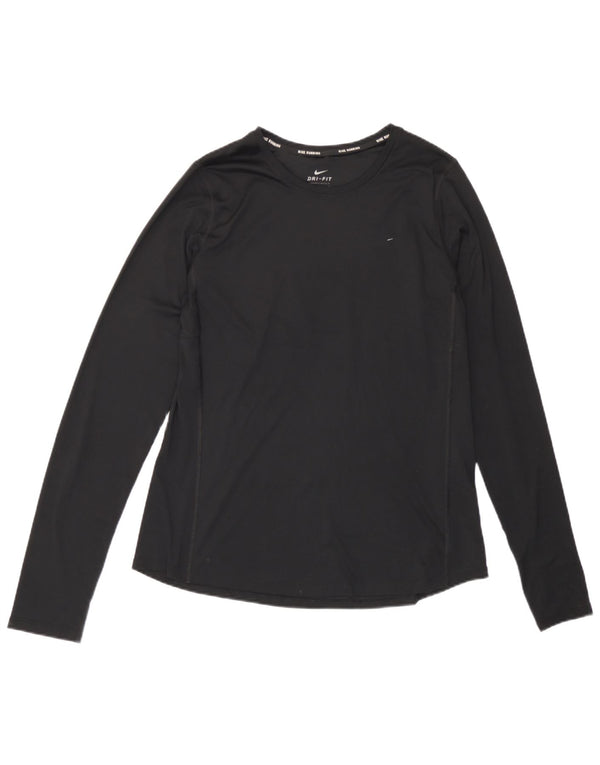 Nike női Dri Fit felső, hosszú ujjú UK 14 nagy fekete poliészter