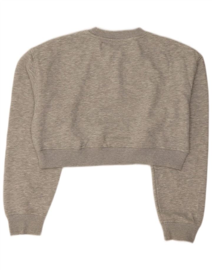 Zara Womens Crop Oversized Sweatshirt Jumper UK 10 Small Grey Flecked