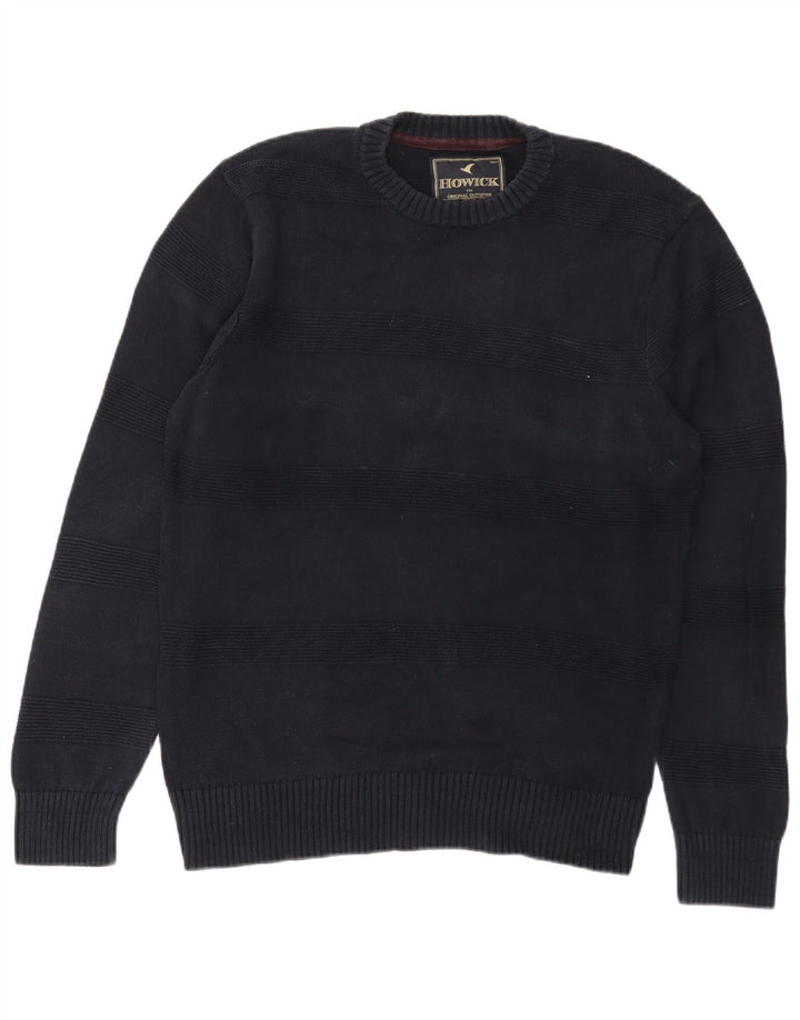 Howick - Jersey de cuello redondo para hombre, color azul marino medio, algodón