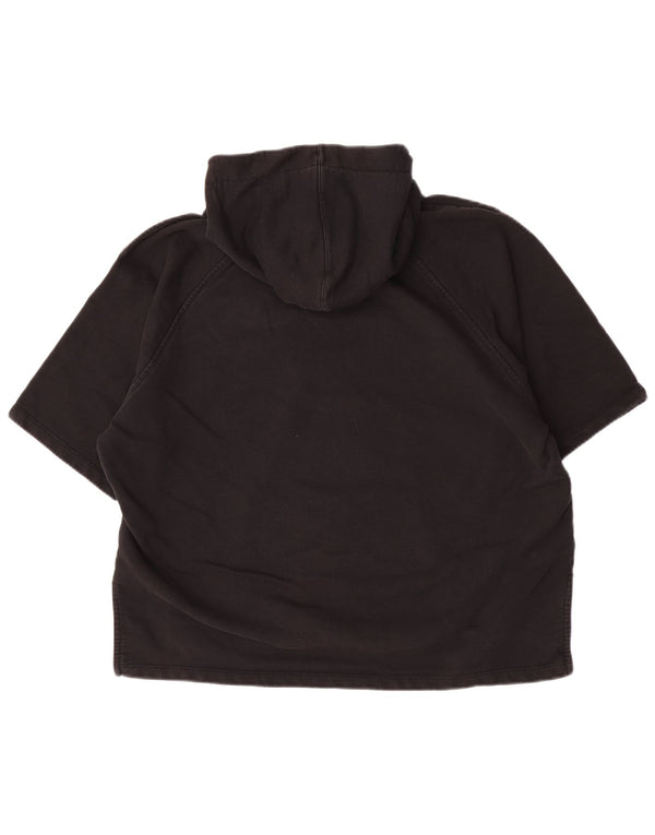 Barbour Womens Short Sleeve Oversized Hoodie Jumper UK 14 Large Black