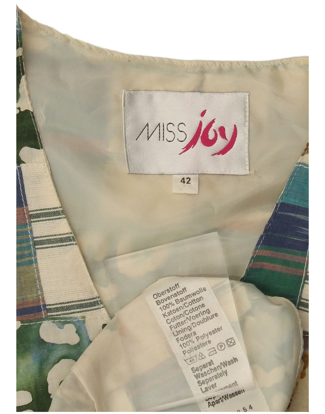 MISS JOY Womens Waistcoat EU 42 Large Multicoloured Patchwork Cotton