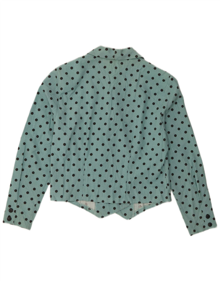 Vintage Damen Blazer Jacke IT 40/42 Klein Türkis Polka Dot