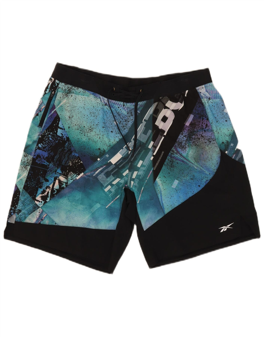 Pantaloncini da bagno grafici da uomo Reebok grandi in poliestere color block blu