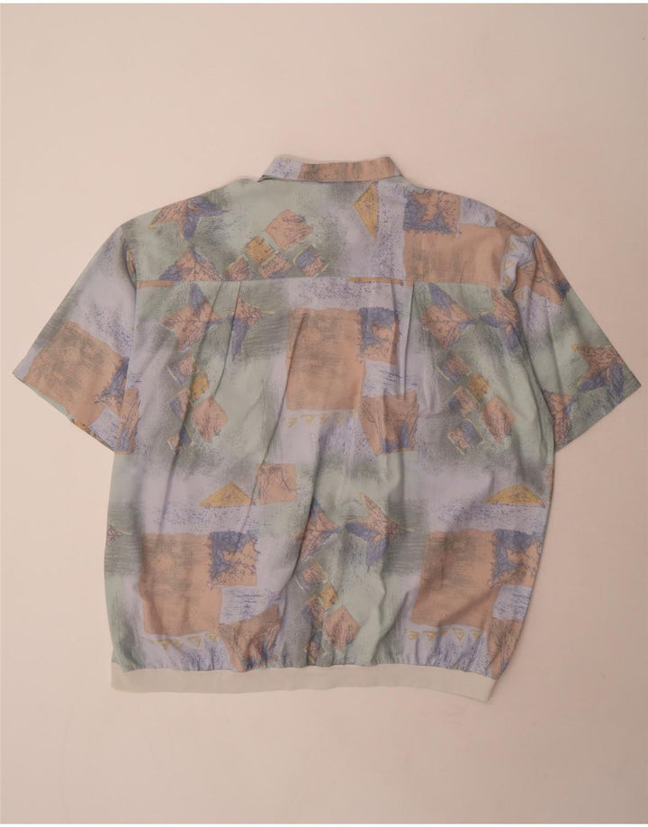 Canda Camisa de manga corta con patrón abstracto para hombre, talla 3XL, multicolor