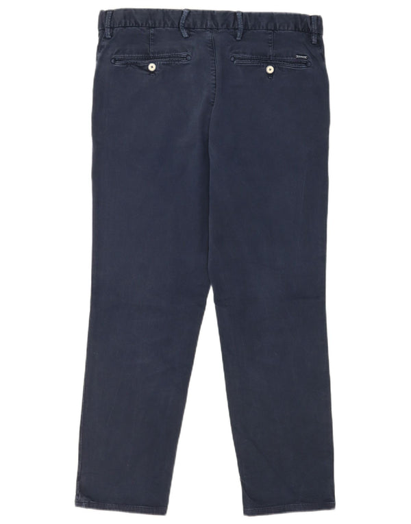 Massimo Dutti Mens Slim Fit Chino Trousers EU 42 Large W32 L26 Navy Blue