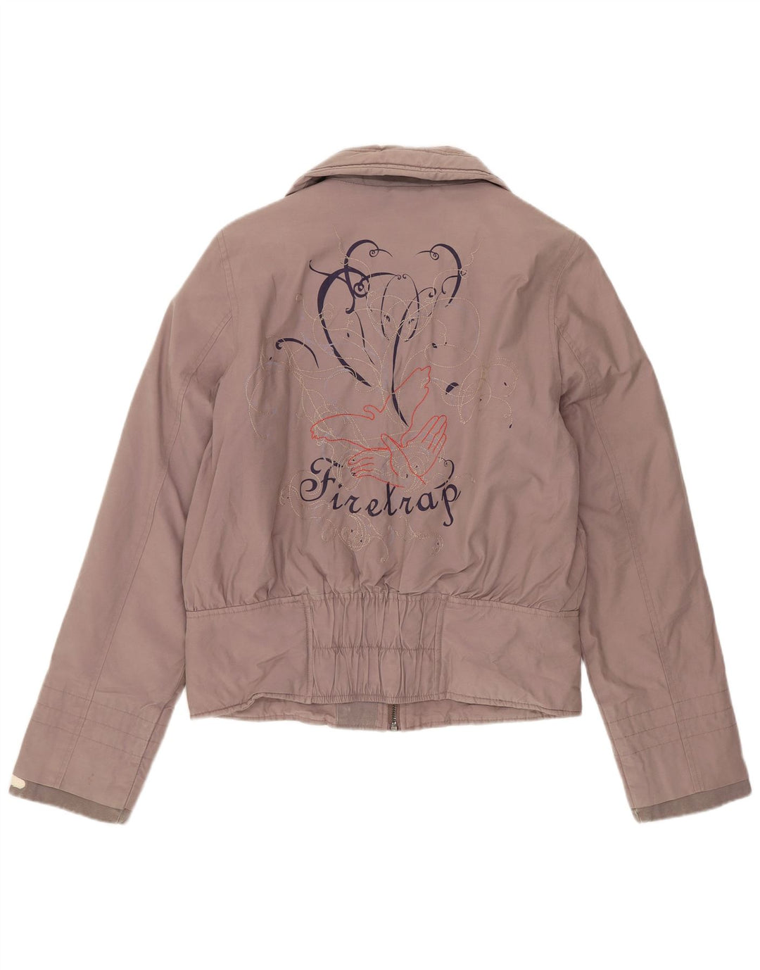 Firetrap Womens Bomber Jacket UK 10 Small Grey Cotton
