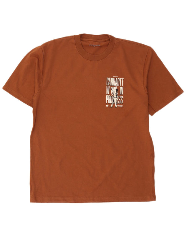 T-shirt grafica da uomo Carhartt Top grande in cotone marrone