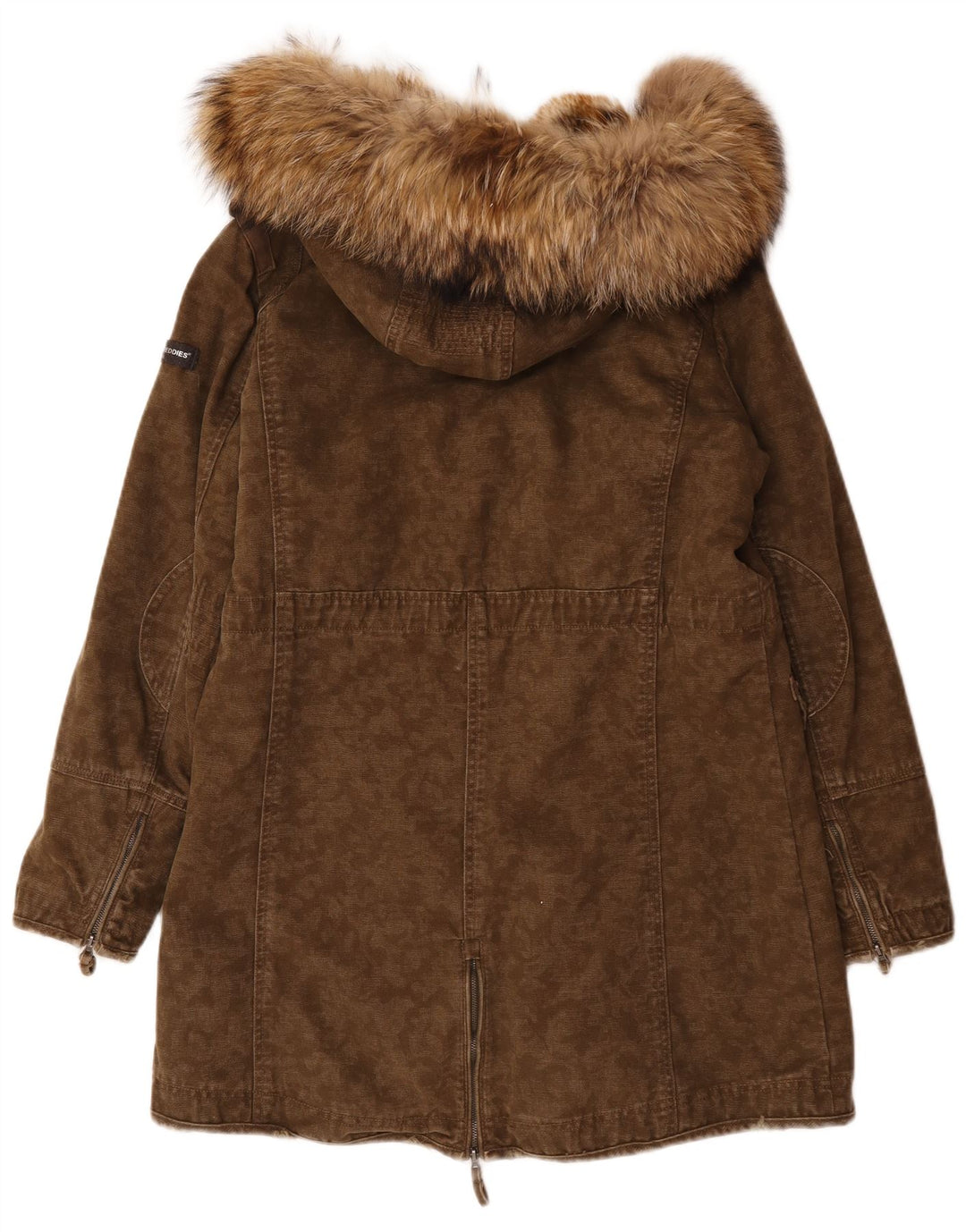 Frieda & Freddies Womens Hooded Parka Jacket EU 40 Medium Khaki Cotton