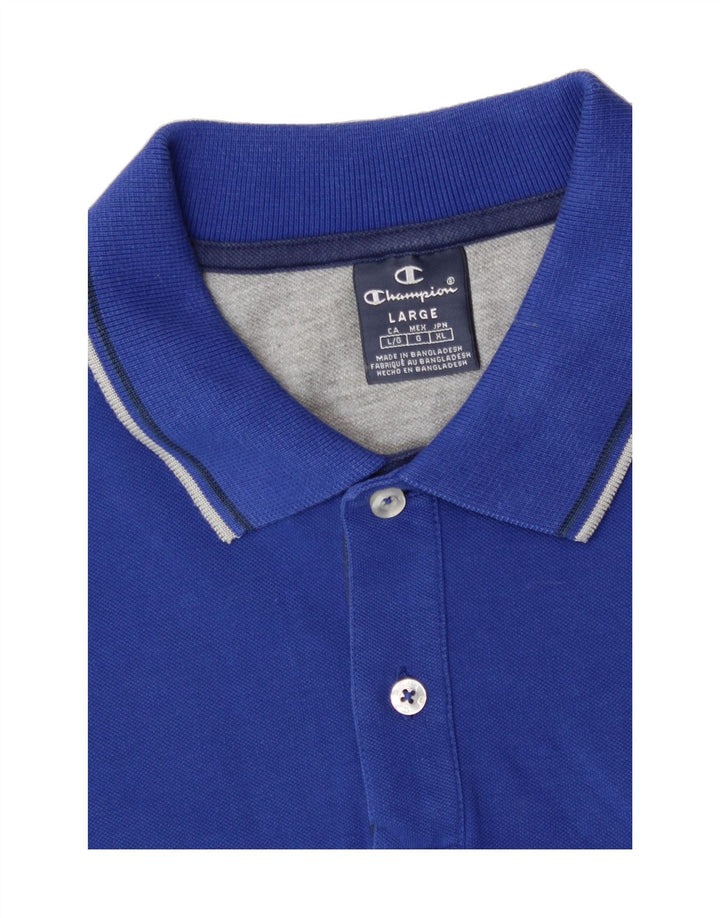 CHAMPION Mens Polo Shirt Large Blue Vintage Champion and Second-Hand Champion from Messina Hembry 