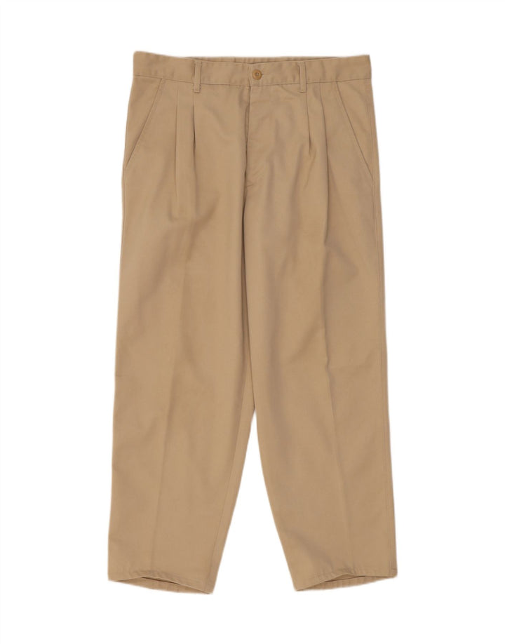 VINTAGE Mens Pegged Chino Trousers W34 L27 Beige Polyester Vintage Vintage and Second-Hand Vintage from Messina Hembry 