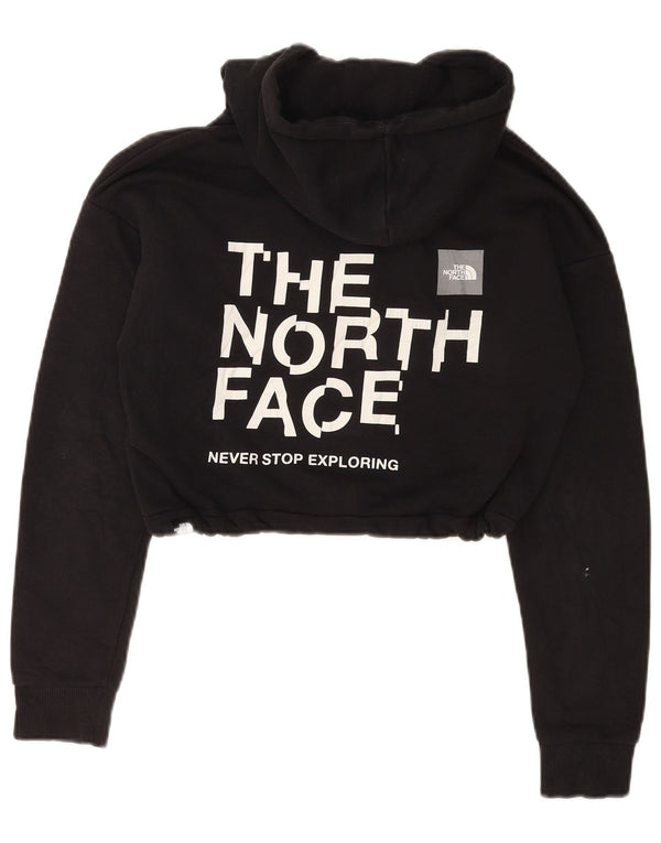 The North Face Womens Graphic Crop Hoodie Jumper UK 10 Small Black Cotton