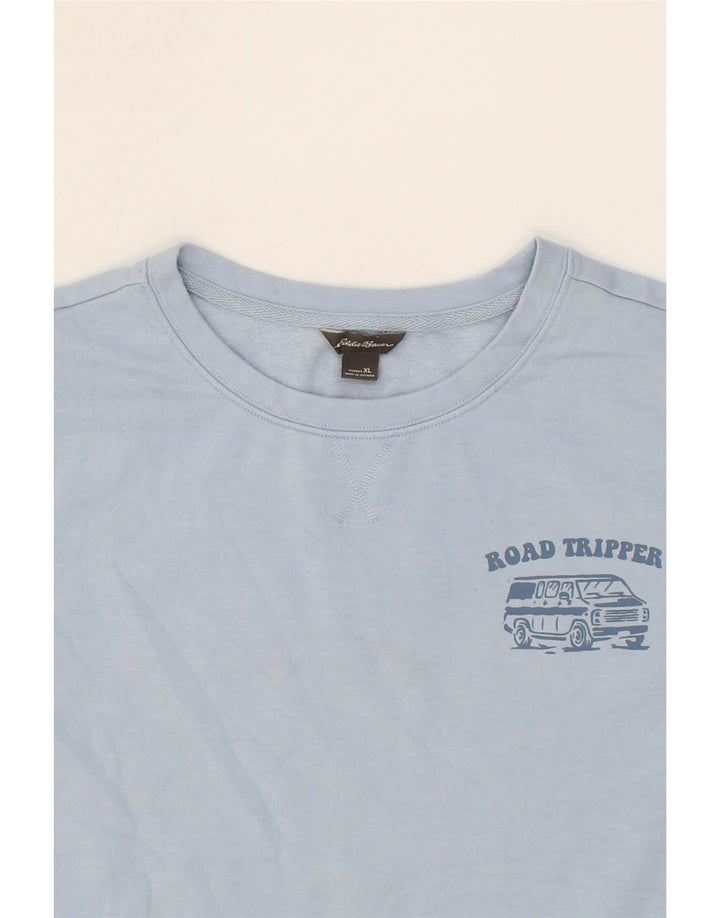 EDDIE BAUER Womens Oversized Graphic Sweatshirt Jumper UK 18 XL Blue Vintage Eddie Bauer and Second-Hand Eddie Bauer from Messina Hembry 