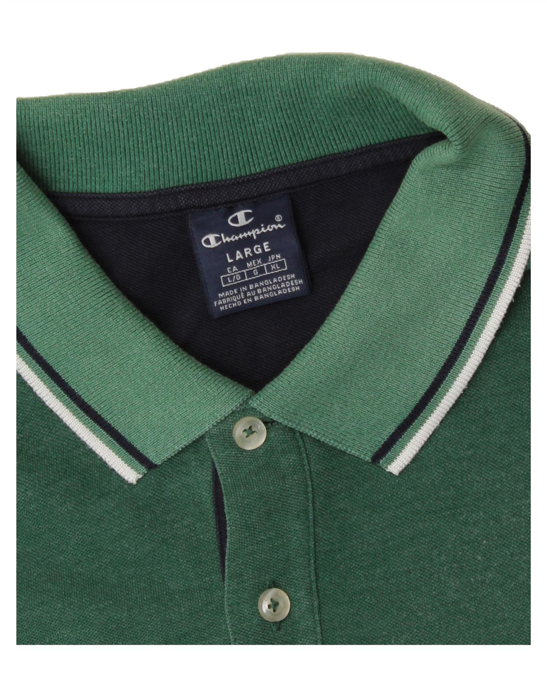 CHAMPION Mens Polo Shirt Large Green Vintage Champion and Second-Hand Champion from Messina Hembry 