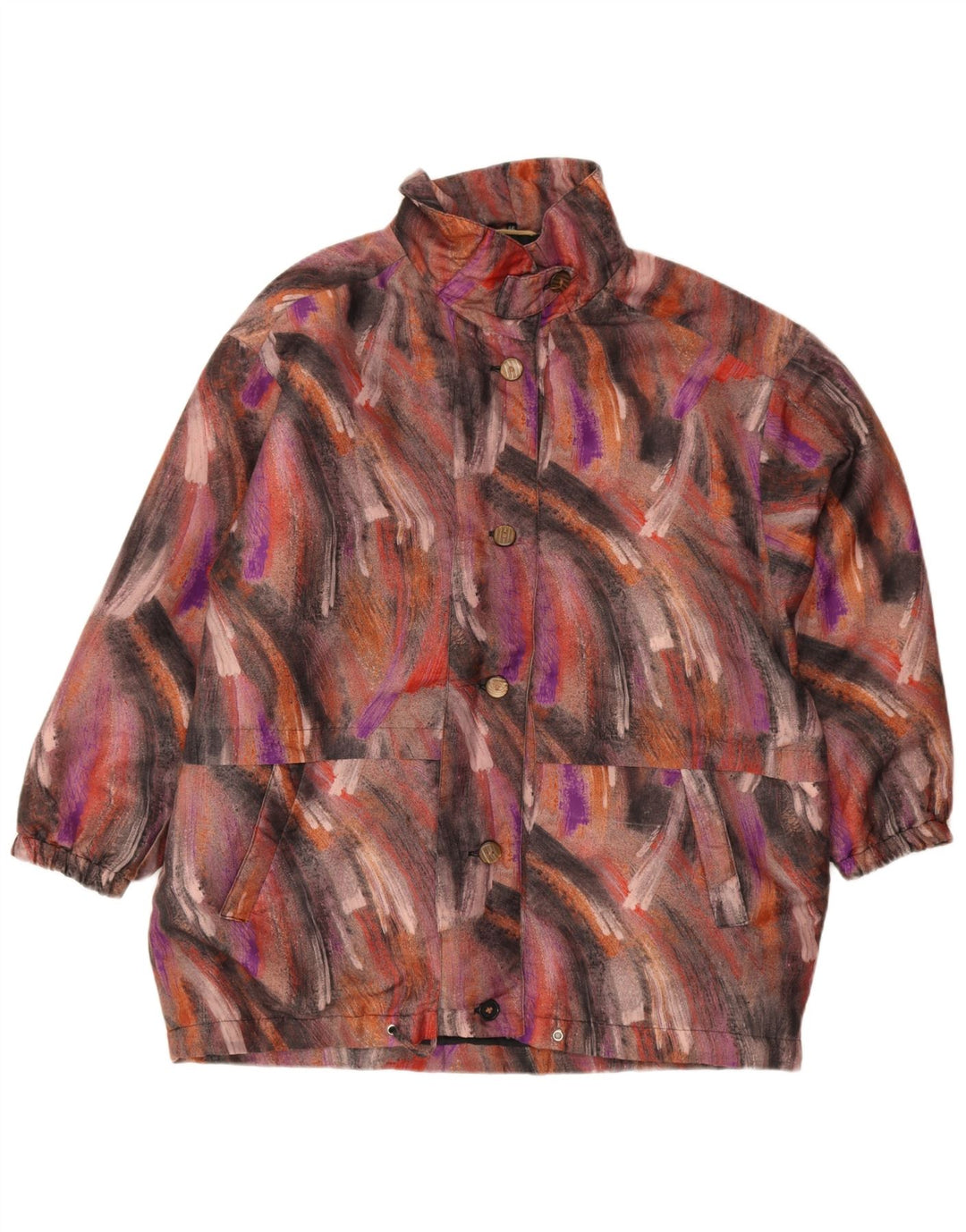 Cappotto vintage da donna con motivo astratto, giacca a vento EU 46 XL multicolore