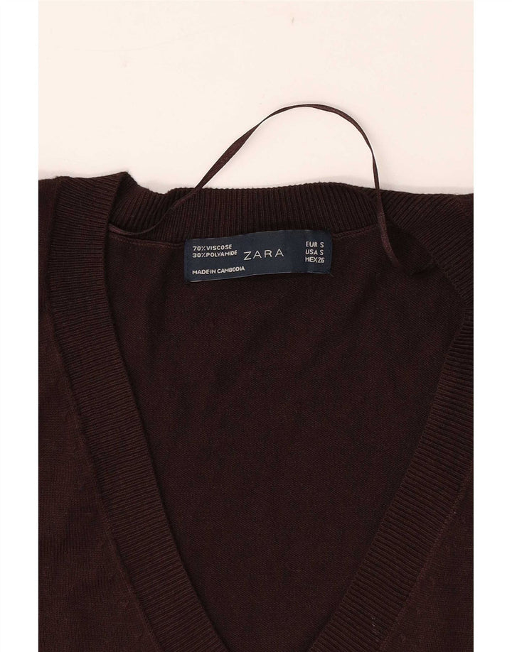 Zara Womens Vest Top UK 10 Small Brown Viscose