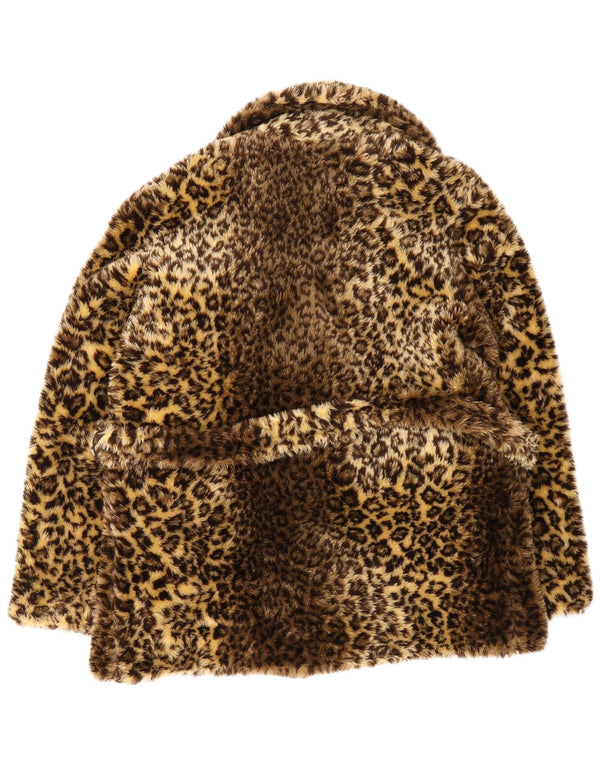 Tanya Womens Faux Fur Jacket UK 14 Large Brown Animal Print Modacryl