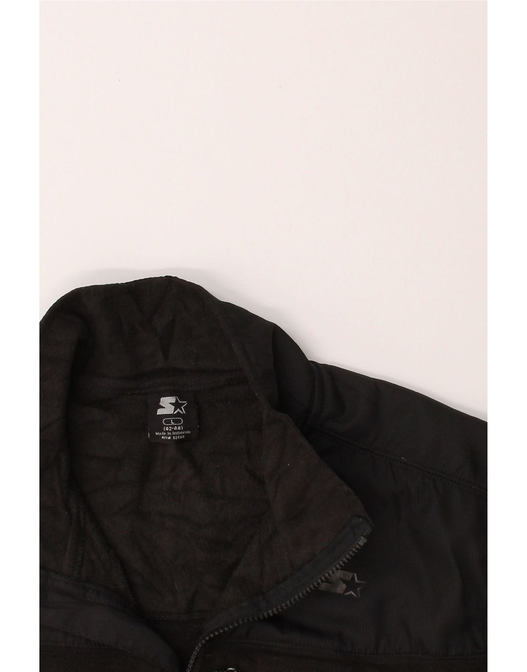 STARTER Mens Fleece Jacket UK 42/44 Large  Black Polyester Vintage Starter and Second-Hand Starter from Messina Hembry 