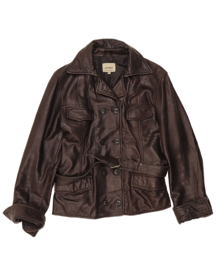 Conbipel Womens Leather Jacket IT 46 Large Brown Leather