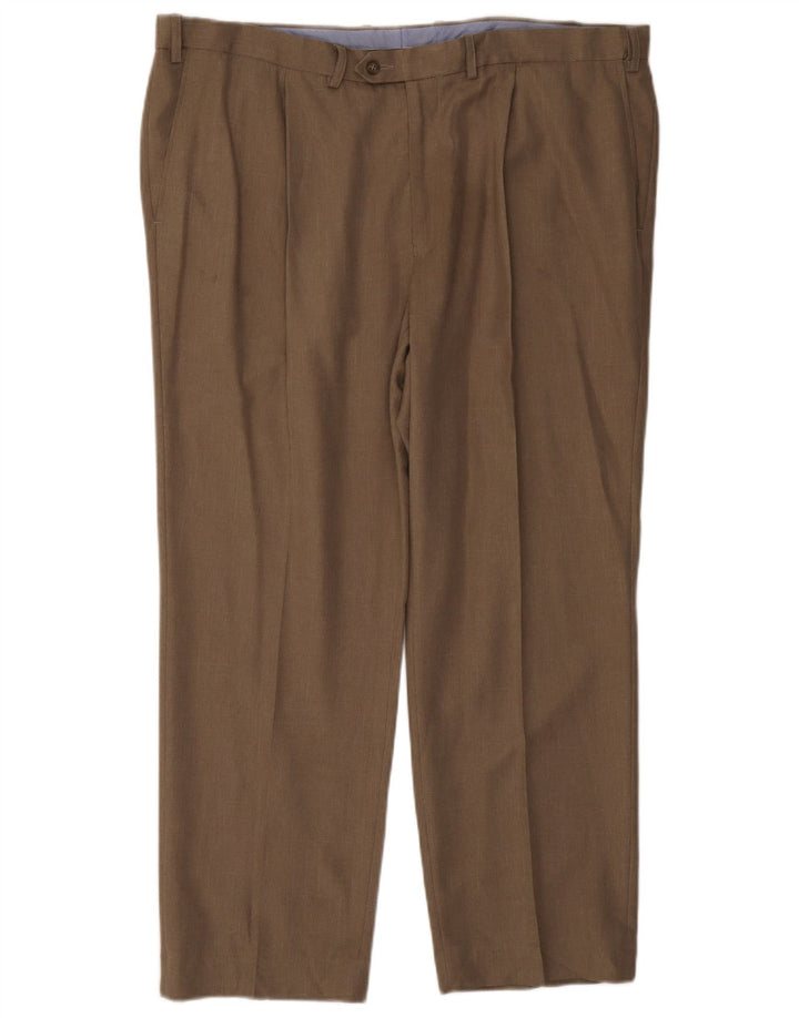 MARKS & SPENCER Mens Regular Fit Pegged Suit Trousers W40 L29 Brown