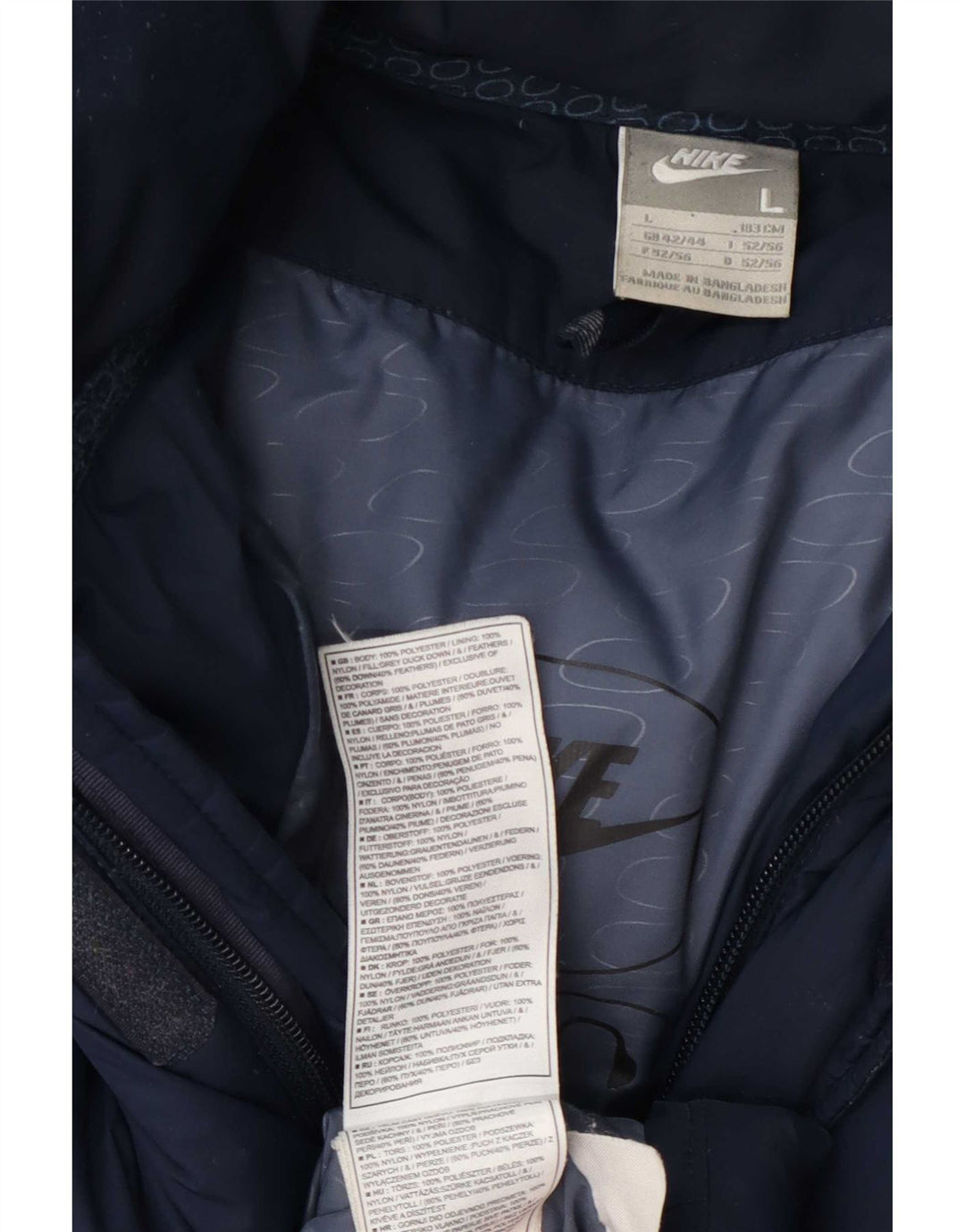 Cappotto imbottito da uomo Nike UK 42/44 grande poliestere blu navy