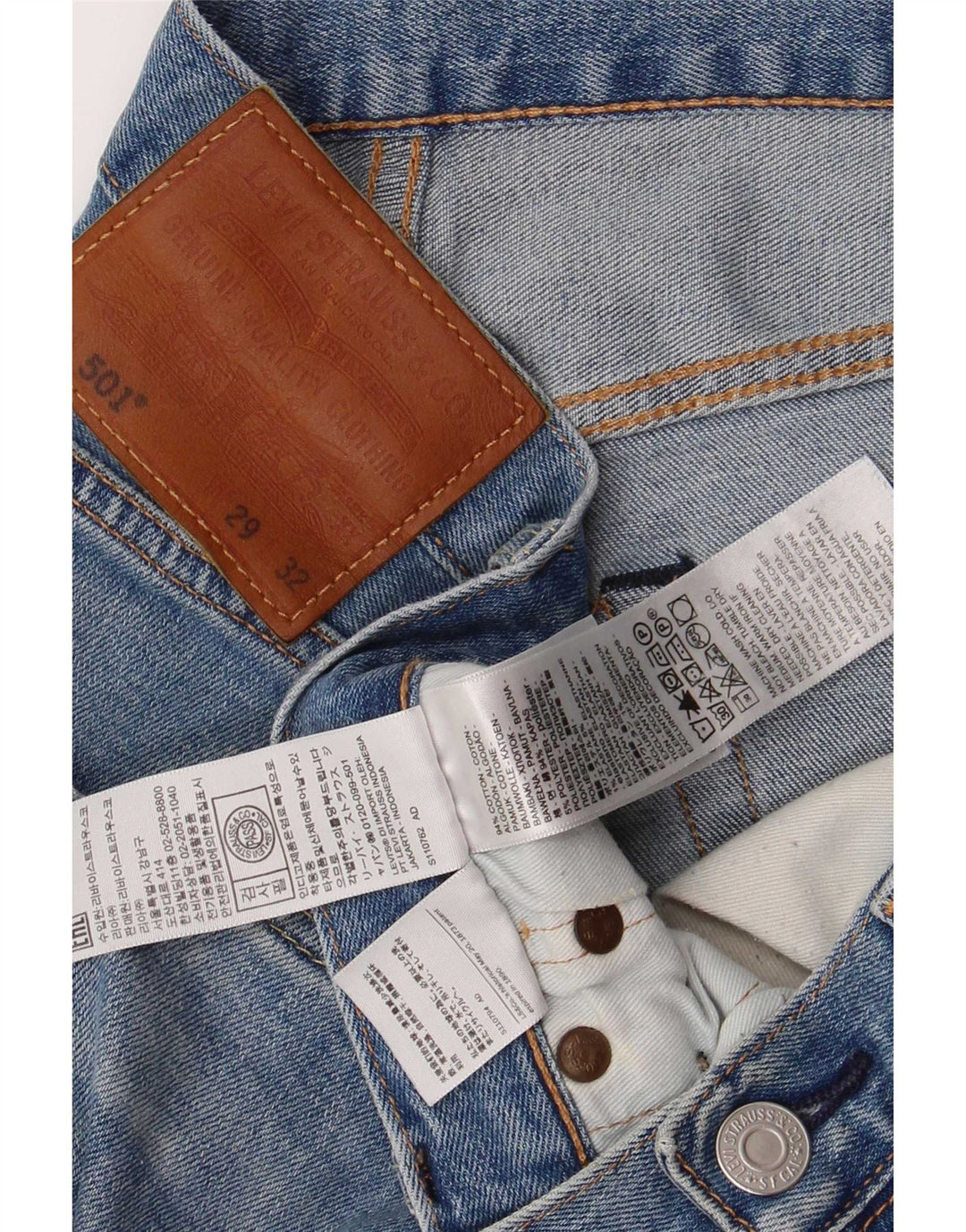 Levi's Mens 501 Straight Jeans W29 L32 Blue Cotton