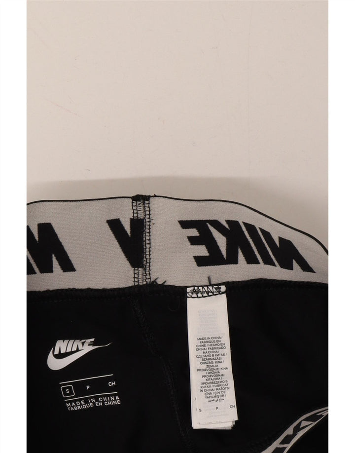 NIKE Womens Graphic Leggings UK 8 Small  Black Cotton
