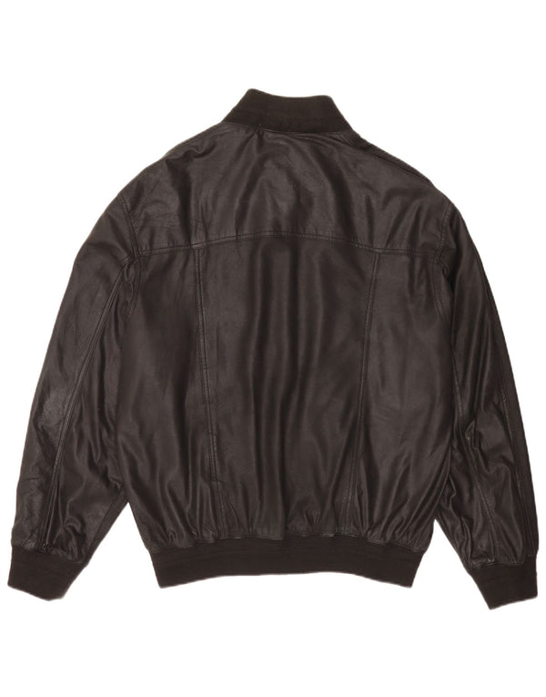 Giubbotto bomber in pelle vintage da uomo IT 54 2XL Nero