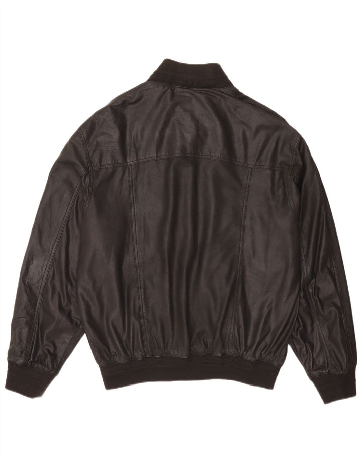 Giubbotto bomber in pelle vintage da uomo IT 54 2XL Nero