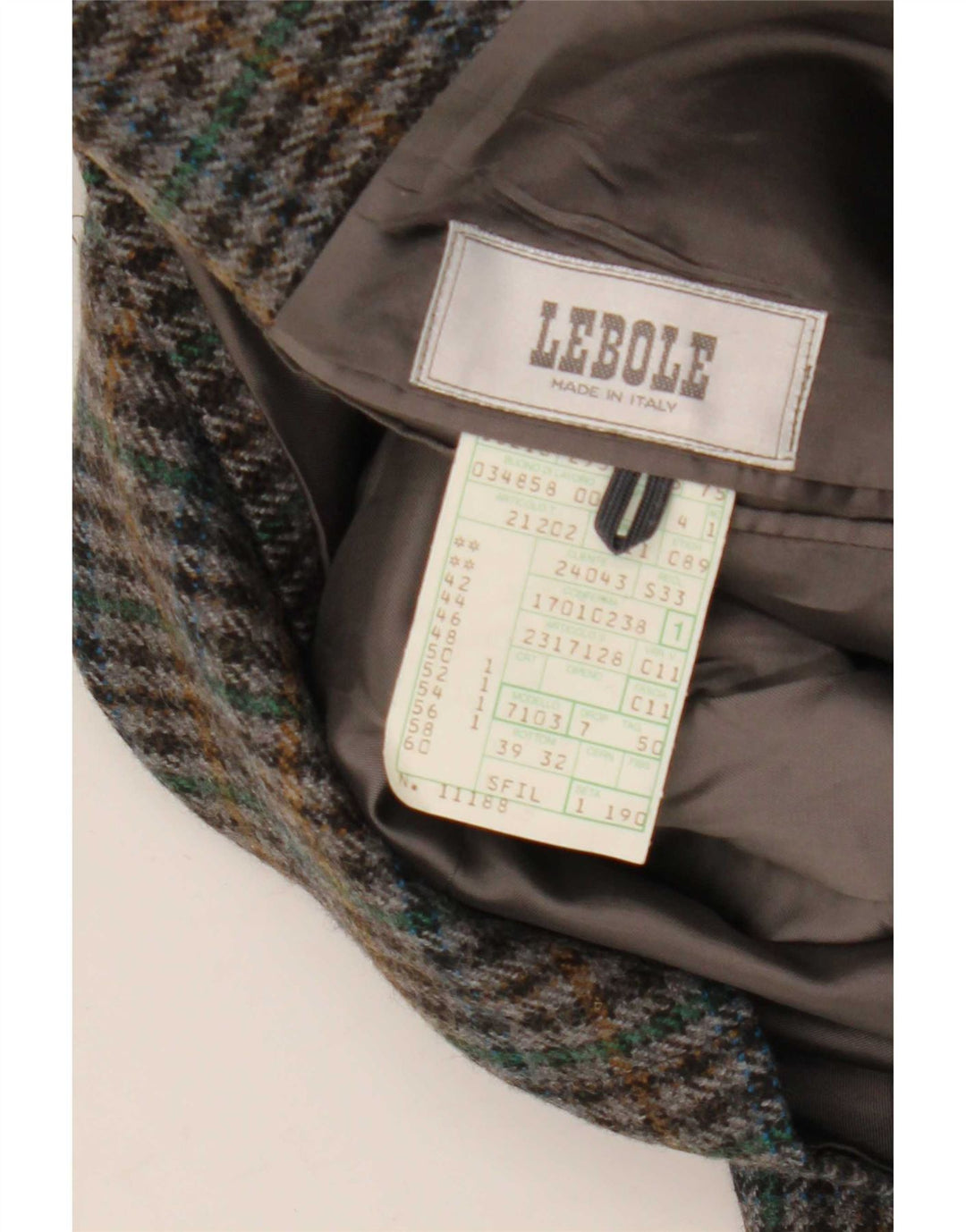 Lebole Veste blazer à 2 boutons pour homme IT 50 Laine à carreaux gris large