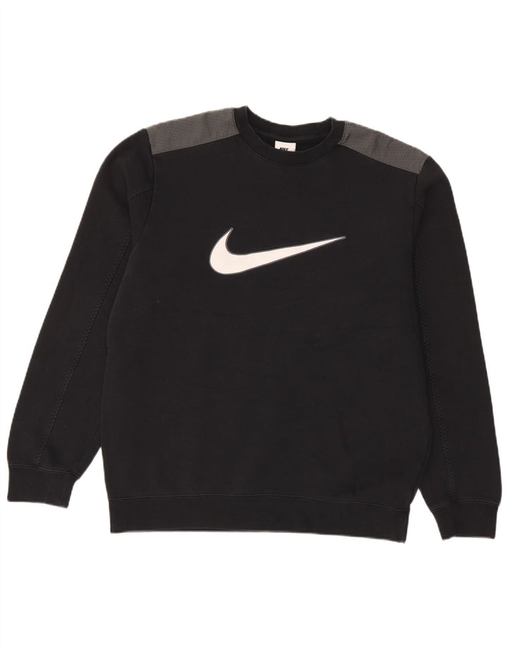 Nike Herren-Sweatshirt mit Grafik, mittelgroß, Schwarz, Colourblock-Baumwolle
